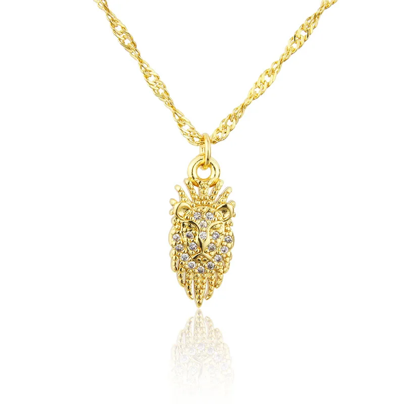 

SUNSLL New Arrived Punk Lion Crown Fashion Necklace Gold-plated Copper Pendant Inlaid With Zircon Jewelry Gift