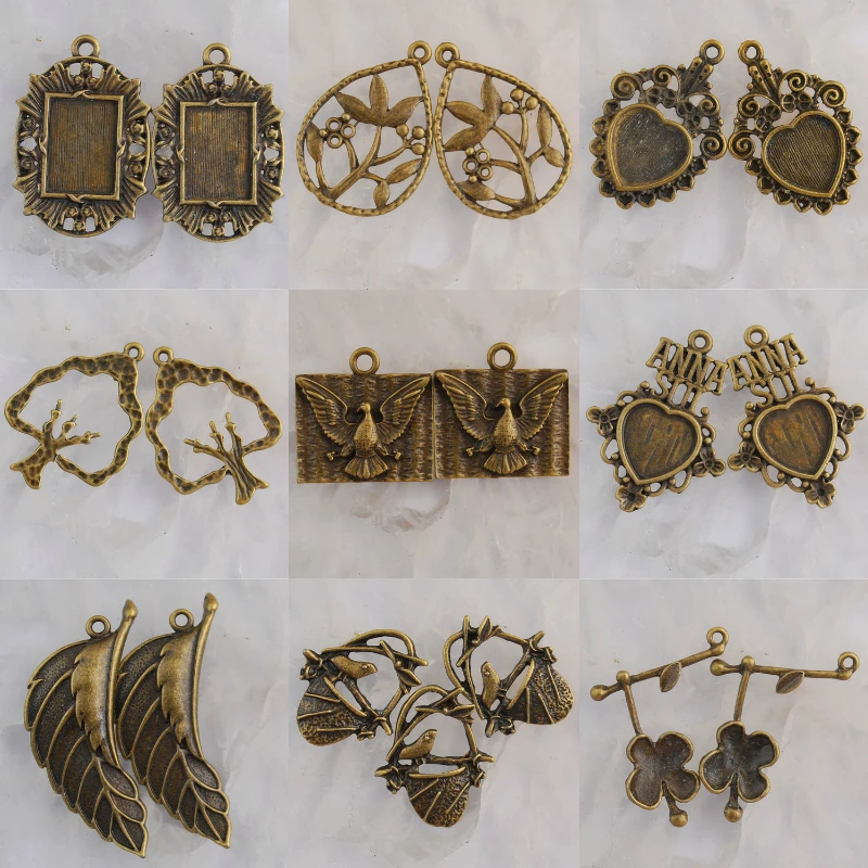 

Alloy Metal Antiqued Bronze Pattern Pendant Settings Frame Connector Spacer Beads Design Charms Accessories Translation Diy