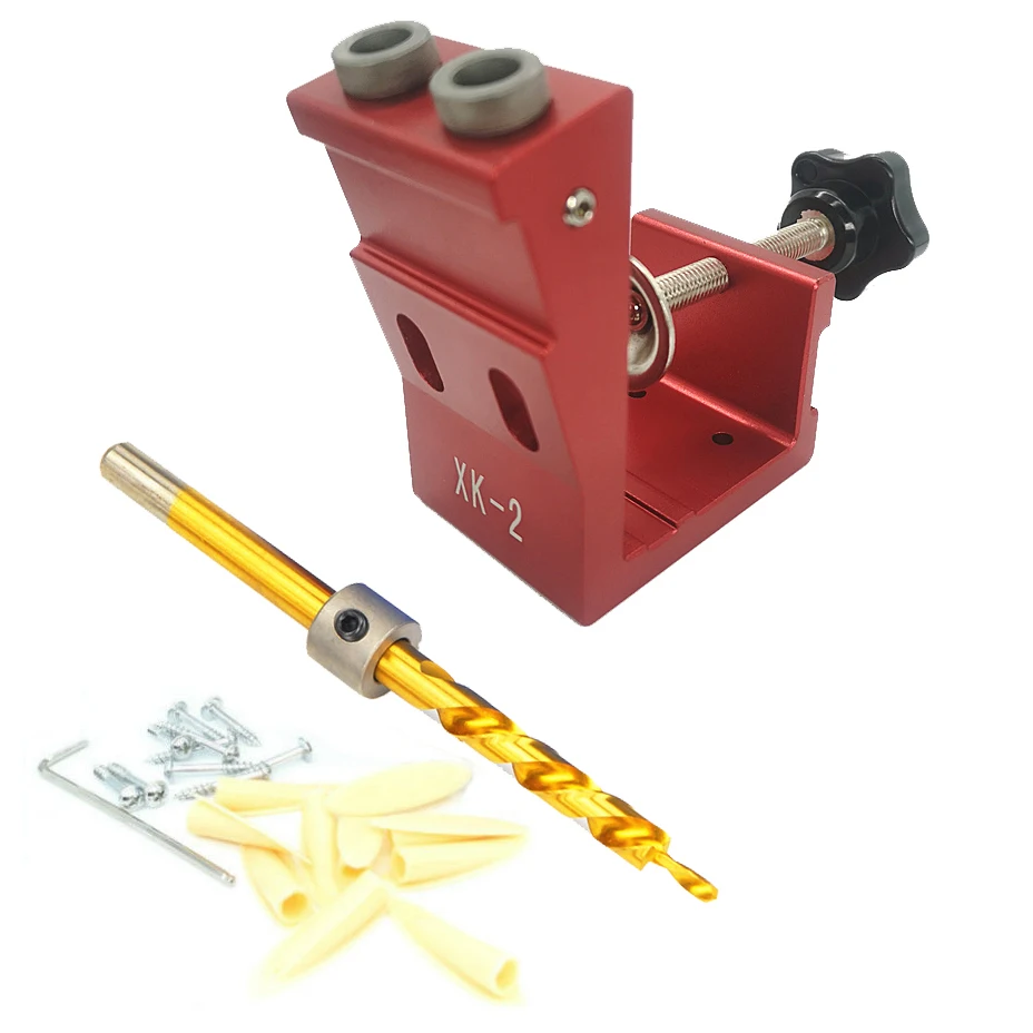 

NEW Pocket Hole Puncher Jig Kit with Clamp Angle Drill Guide Set for Wood Hole Saw Step Drill Bit 9mm Oblique Hole Drill Locator