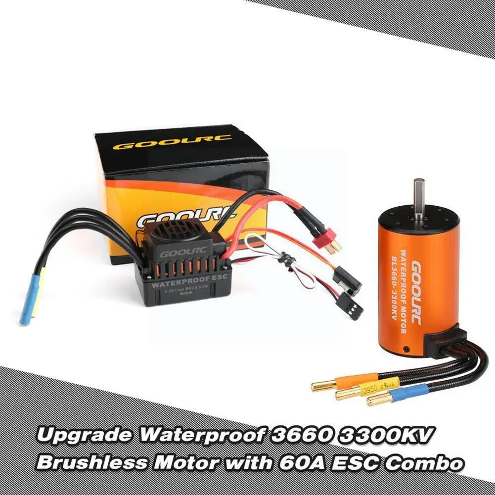 

RC Car 3660 3300KV Brushless Motor With 60A ESC Wterproof Truck 1:10 Motor Car Parts Brushless RC U5H9