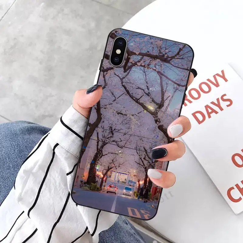 

Beautiful Japanese cherry blossom street view Phone Case for iPhone 11 12 mini pro XS MAX 8 7 6 6S Plus X 5S SE 2020 XR