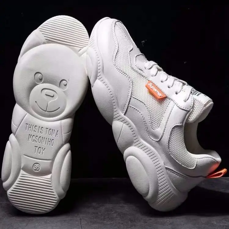 

Женские кроссовки на массивной подошве, черные, белые или розовые однотонные кроссовки из дышащего материала на платформе, весна-лето 2019