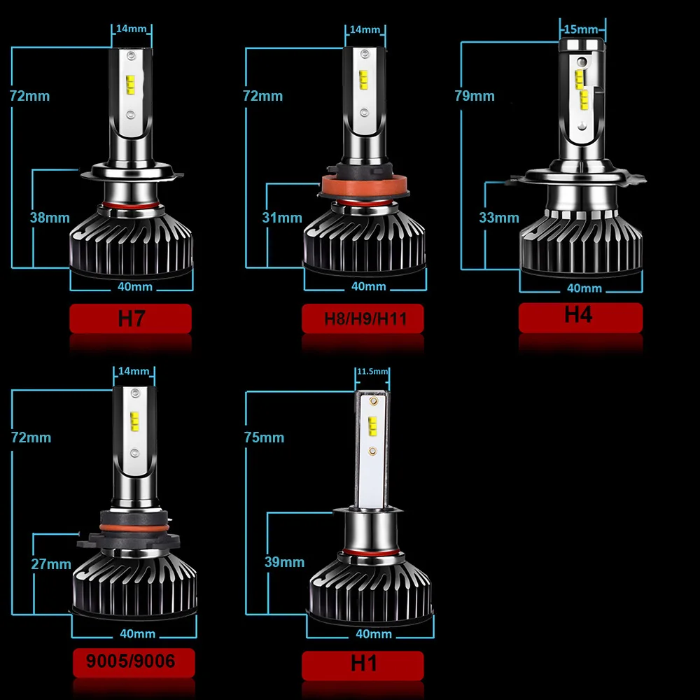 

Car Headlight H4 H7 LED Canbus ZES 100W 12000LM H1 H3 H8 H9 H11 9005 HB3 9006 HB4 880 881 H27 Auto Fog Light 6000K 12V