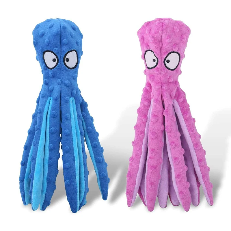 

No Stuffing Plush Squeaky Plush Dog Toy Octopus Squid Dog Squeak Chew Toys Soft Sounding Indoor Interactive Ringing Paper Puppy