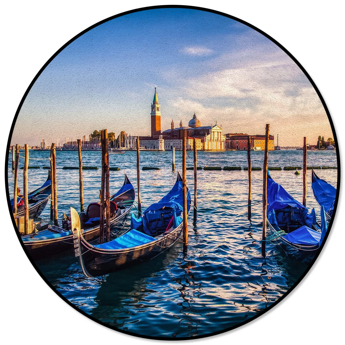 

Креативные коврики для детской комнаты, деревянная Лодка на пирсе Венеции, круглый ковер, ковры для дома, гостиной, спальни