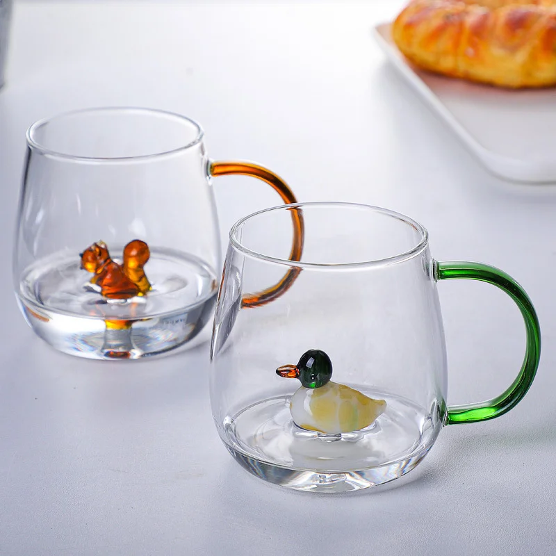 

Cartoon Animal Shape Glass Cute High Borosilicate Glass Juice Cold Drink Mug Coffee Cup Christmas Gift Juice Cold Drink Glass