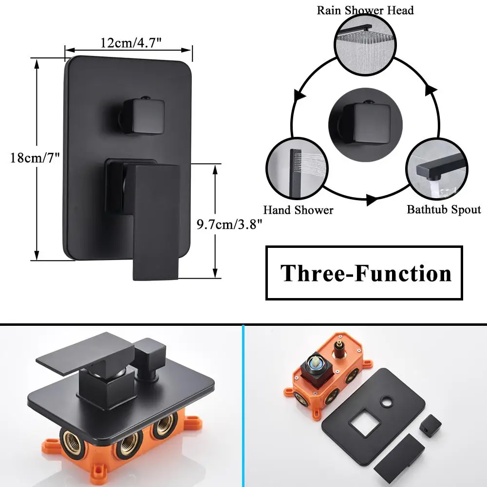 

Matte Black Shower Faucets Set Rainfall Shower Faucet Wall Mounted Shower Set Bathtub Faucet Mixer Bath Shower Set