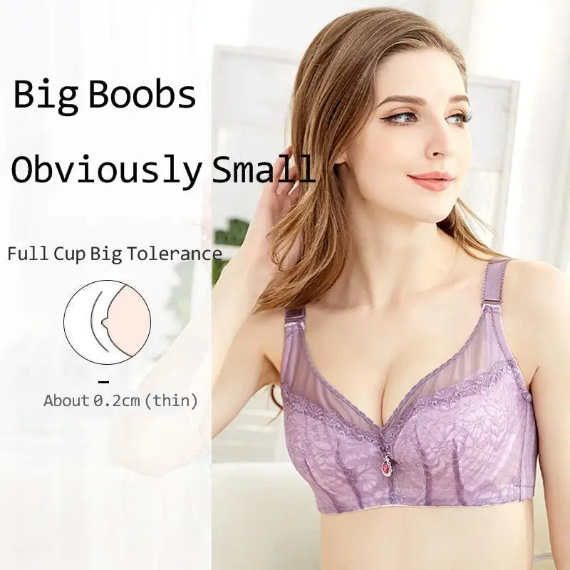 

Women Plus Size Bra Sexy Push Up Padded Bras Set Perspective Wire Free Loral Lace Bralette Female Underwear Set 44 B C D