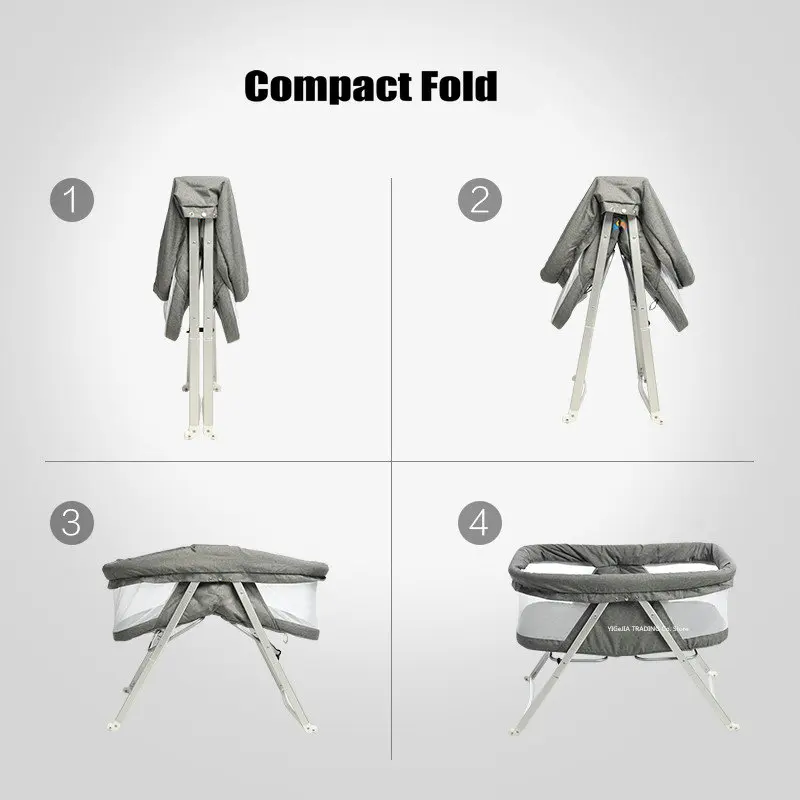 Портативная детская кроватка с москитной сеткой качающаяся люлька 2 в 1 для