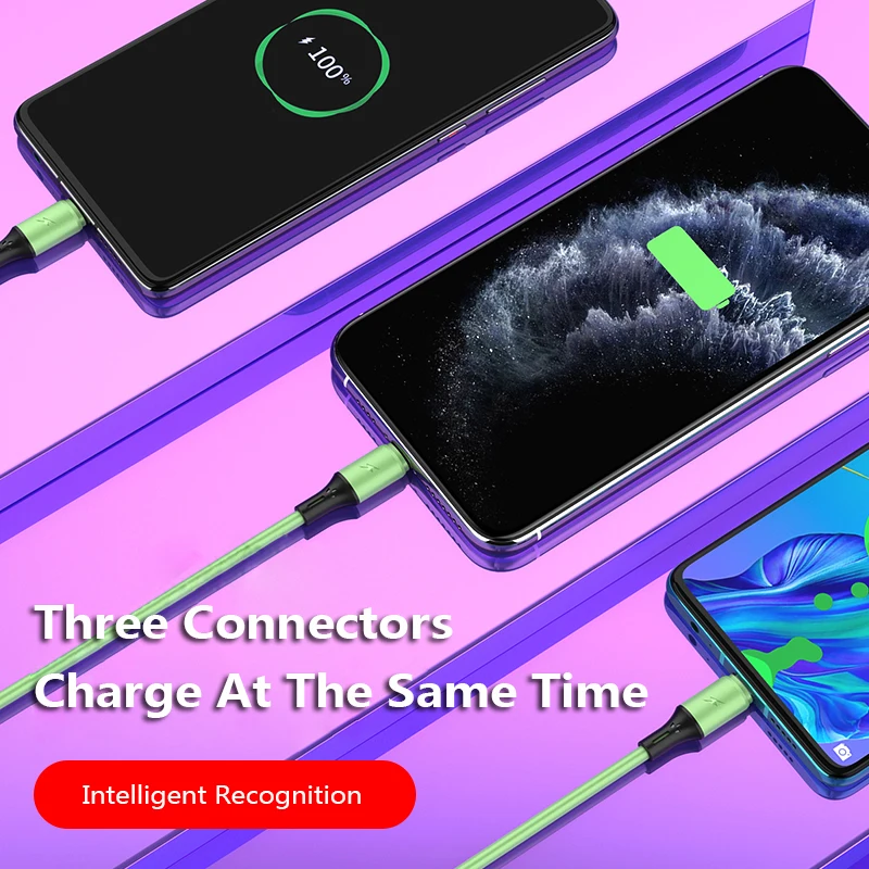 Линия передачи данных 3 в 1 кабель для Android Iphone Type-c мобильный телефон