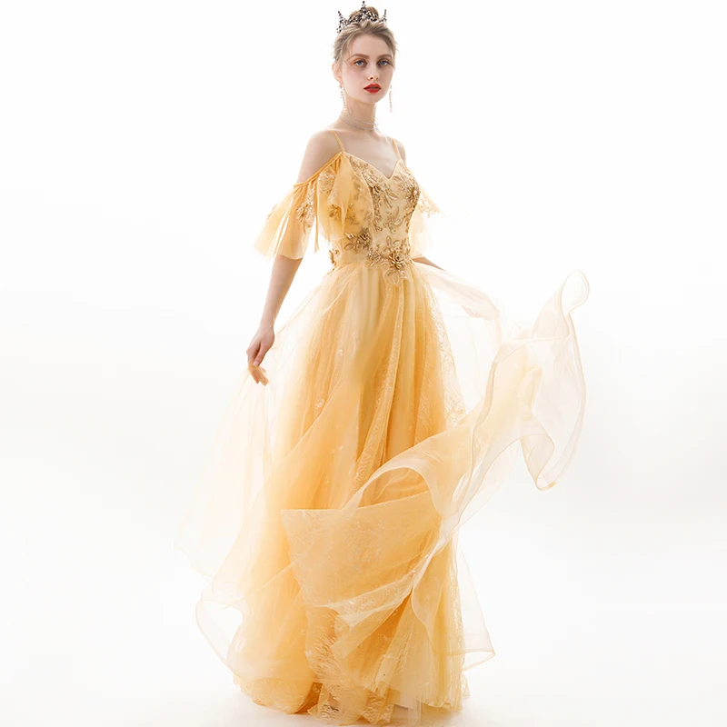 Robe De Soiree длинное вечернее платье 2020 Тюль официальное с аппликацией на выпускной