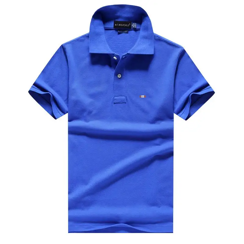 Мужские рубашки поло с коротким рукавом 100% хлопок однотонные модные высокого