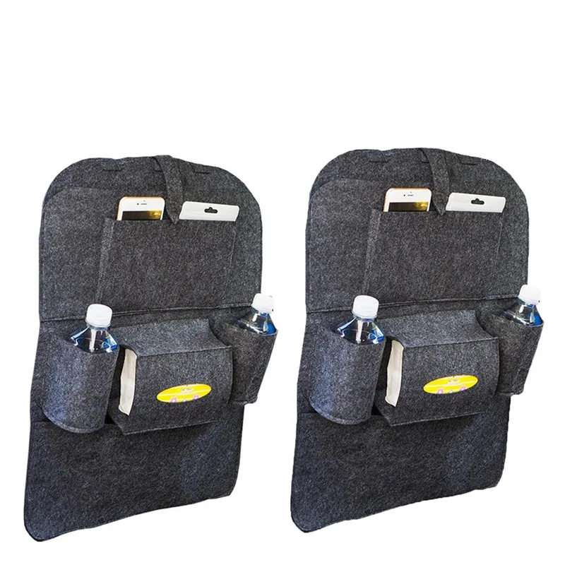 2PC Dark Gray Сумка для хранения автомобиля универсальный органайзер на заднее сиденье коробка войлочные чехлы держатель для заднего кресла мульти-контейнер с карманами укладка Tidying Стайлинг - Название цвета: 2PC Dark Gray