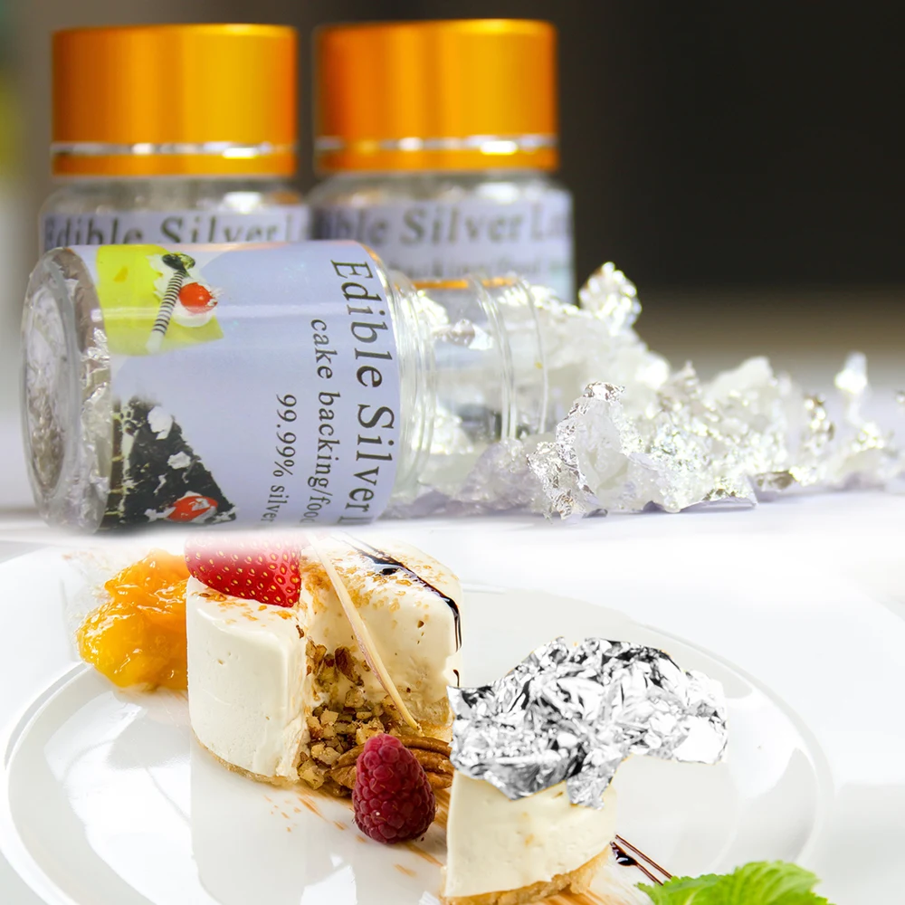 Съедобная Серебряная листовая хлопья съедобная блестящая бумага для рукоделия