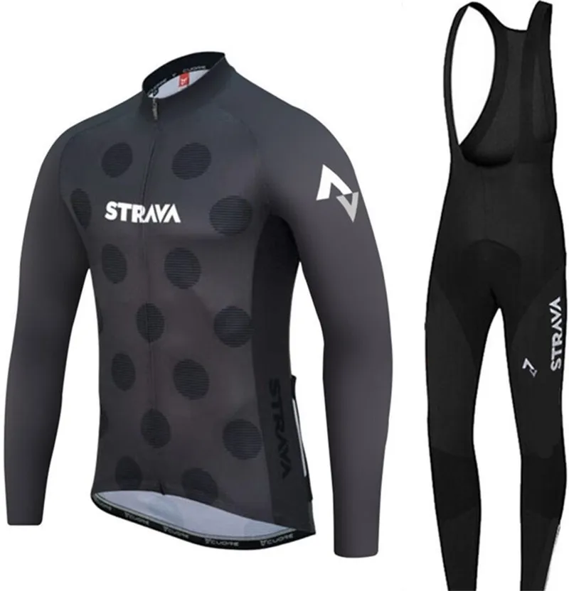 5 Strava велосипедные майки Ropa Maillot Ciclismo с длинным рукавом осень и зима Велоспорт Джерси одежда дышащий комбинезон комплект - Цвет: 5