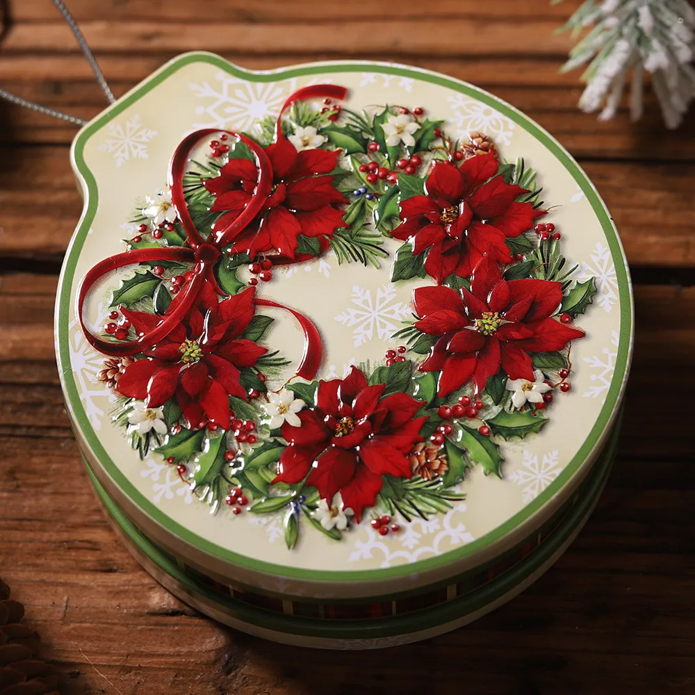 Для рождественской елки украшение круглая банка для печенья коробка хранения