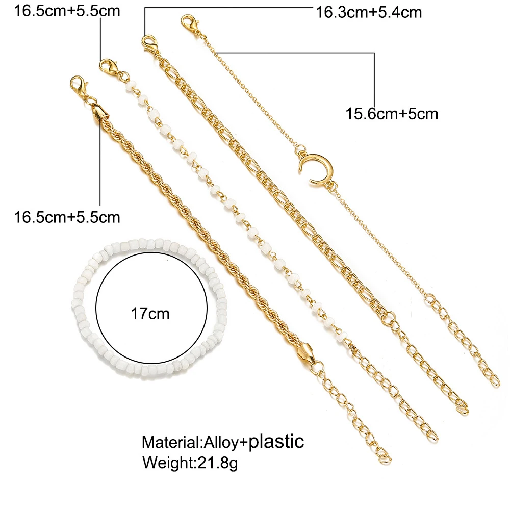 

Bohemia Moon Beaded Bracelet Set for Women Fashion Gold Color Lightning Rhinestone Twist Chain Wrist Bracelets Hand Accessories