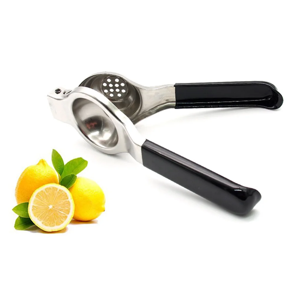 

Stainless Steel Manual Lemon Juicer Anti-slip Plastic Handle Fruit Squeezer (Black)