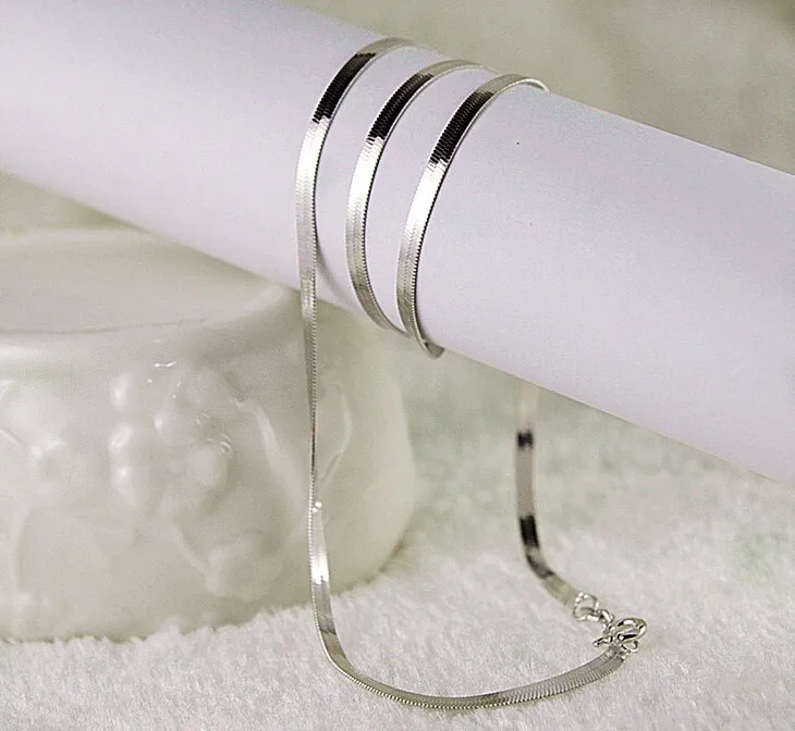 

Real925 Sterling Silver necklace Unisex Flat snake Link Chain Lobster Clasp collares necklaces for women men Fashion personality