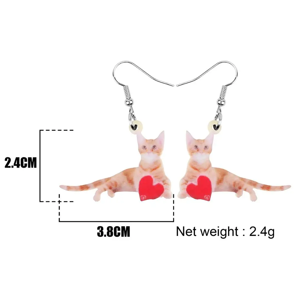 Акриловые серьги WEVENI в виде кота с надписью Love на день святого валентина