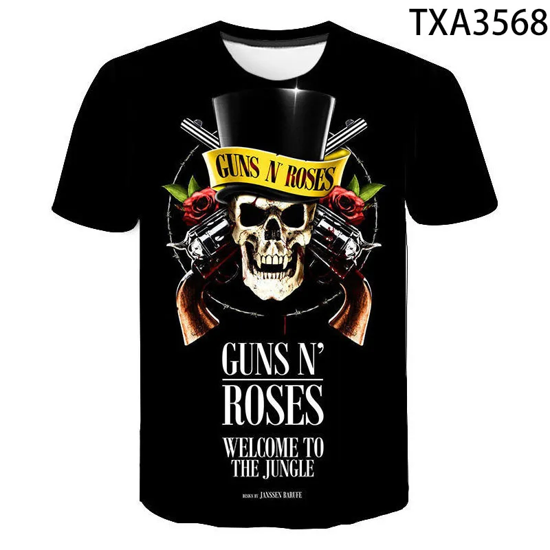 Футболка с 3D принтом Guns N Roses для мальчиков и девочек модная повседневная футболка
