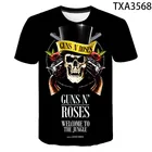 Футболка с 3D-принтом Guns N Roses для мальчиков и девочек, модная повседневная футболка с коротким рукавом для мужчин, женщин и детей, летние топы, крутые футболки