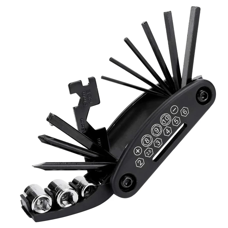 

Набор многофункциональных инструментов для ремонта велосипеда, комплект 16 в 1, отвертка с шестигранными спицами для горного велосипеда