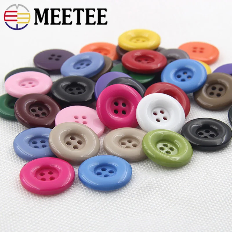 Meetee 50pcs 15-25mm 30pcs 28-38mm 4-Hole Resin Button Flatback Decoration Buckle DIY Kids Toys Garment Scrapbooking Accessories | Дом и сад