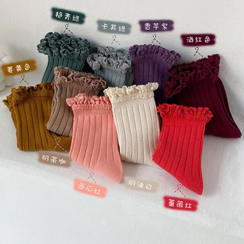 Calcetines hasta la rodilla de algod&oacute;n acanalado para ni&ntilde;a peque&ntilde;a, medias de tubo largo, ropa para ni&ntilde;o, calentadores de piernas, primavera y oto&ntilde;o-3