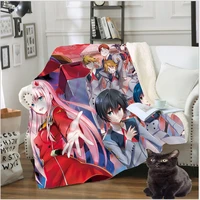 3d print anime darling in the franxx blanket zero two fleece travel quilt sofa keep warm throw plush blankets bedspread