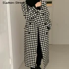 Женское шерстяное пальто с отложным воротником, двубортное длинное пальто из твида с отложным воротником, элегантная винтажная одежда в Корейском стиле, 2021