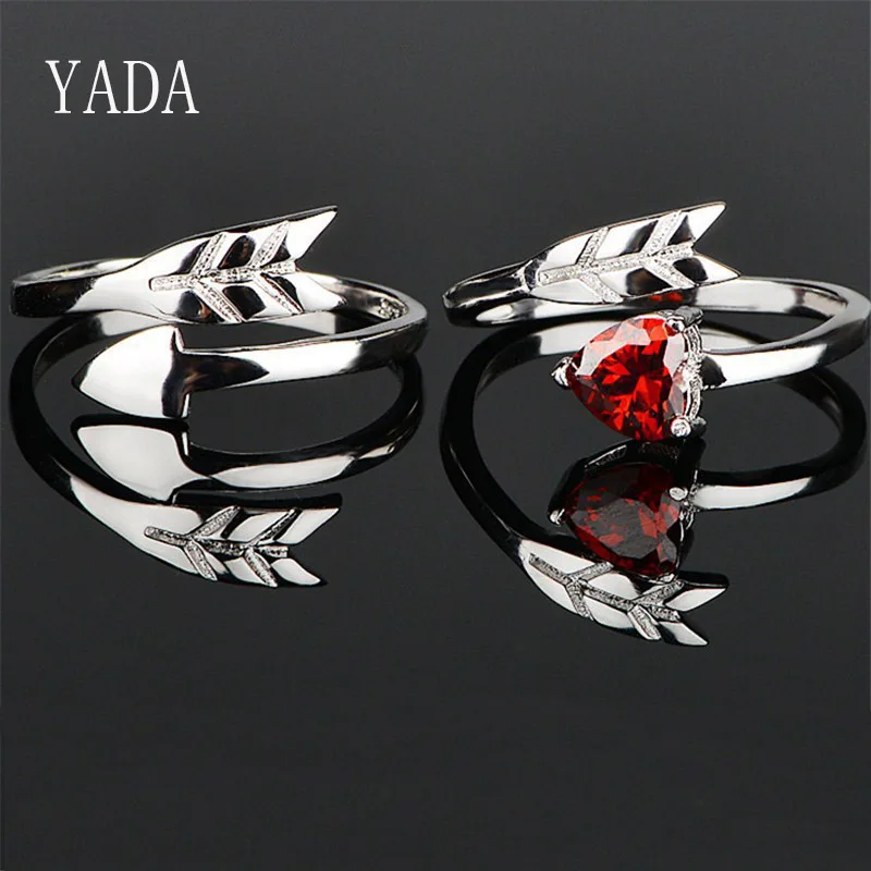 

YADA Cupid Arrow Design Rings Charm for Men&women Lovers Couples Silver color Ring Engagement Wedding Jewelry Open Ring RG200038