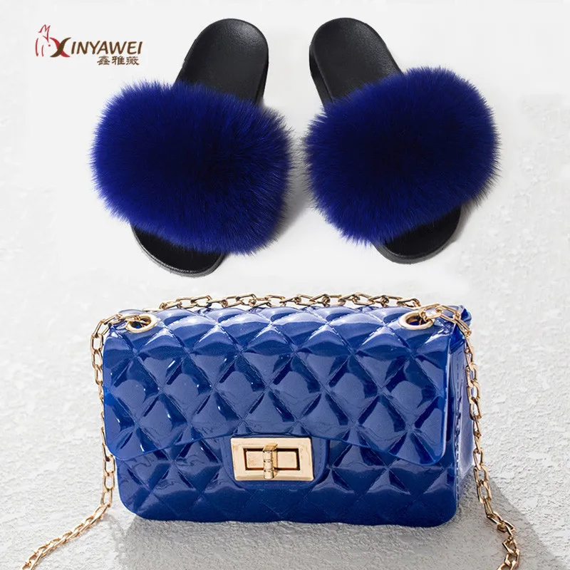 Женские шлепанцы из 100% натурального Лисьего меха радужная обувь милые меховые