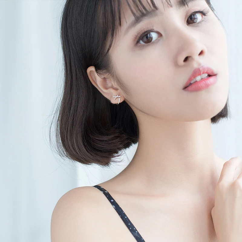 

Modian Real 925 Sterling Silver Star Geometric Clear CZ Stud Earring for Women Charm Party Fashion Fine Jewelry Accessories