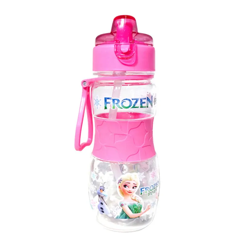 

400ml Disney Frozen Water Bottle Children's Sippy Cup Cartoon Portable with Handle Plastic Water Cup Cute Girl Kettle 16