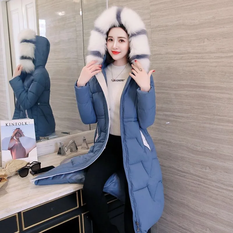Vangull Parka женские зимние пальто длинные хлопковые повседневные меховые куртки с капюшоном женские толстые теплые зимние парки Женские приталенные пальто