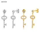 Серьги-капельки ANDYWEN из стерлингового серебра 925 пробы с золотым цирконием и фианитом, серьги-клипсы для пирсинга, рок, панк, 2021, модные ювелирные украшения