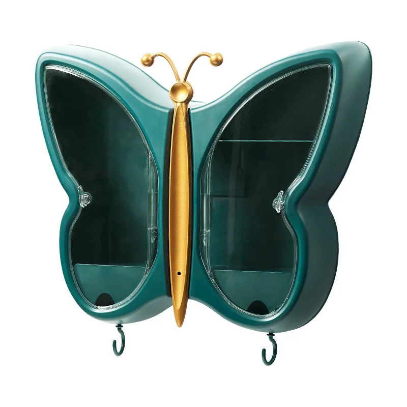 

Wall-mounted Makeup Organizer Punch-free and Dust-proof Large Capacity Cosmetic Storage Box Bathroom Shelf Makeup Organizer