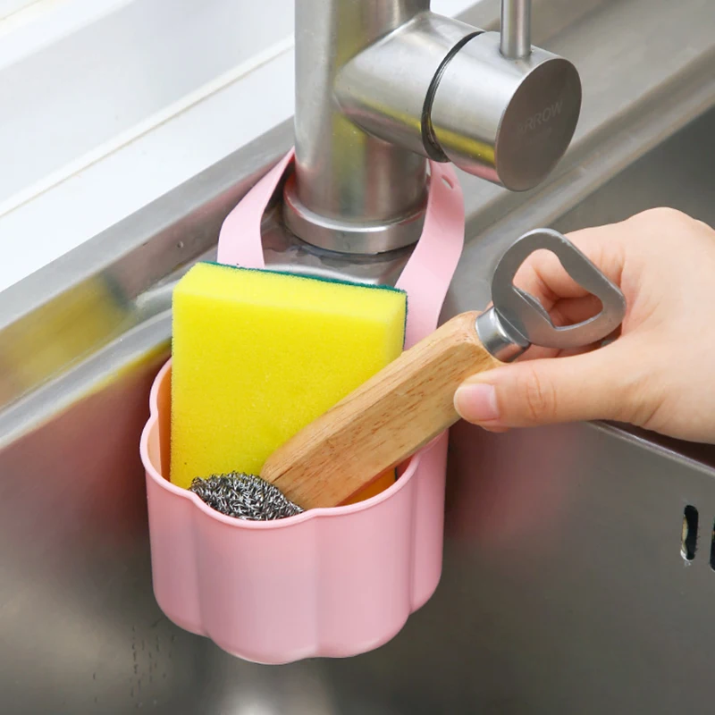

Drain Rack Basket Soap Sponge Storage Drying Holder Sink Shelf Faucet Hanging Holder Organizer for Kitchen Bathroom