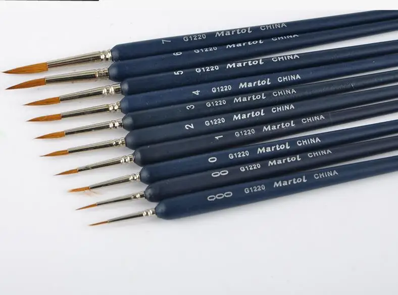 10 шт./компл. премиум качества Краски набор кистей из соболиного волоса волос