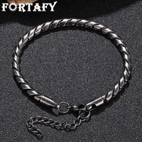fortafy stainless steel link chain bracelets bangles for men fashion retro male wristband punk charm wrist jewelry gift frgs0121