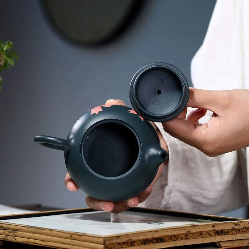 

230ml Yixing Purple Clay Teapots Famous Handmade Tea Pot Beauty Kettle Chinese Raw ore Azure Mud Teaware Tea Set Gift Customized
