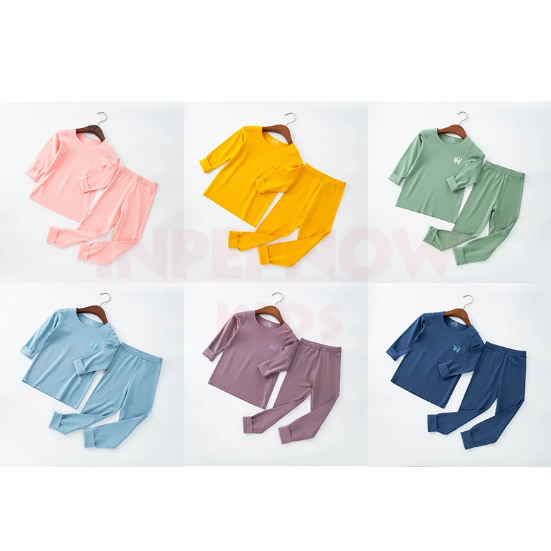 INPEPNOW/однотонная одежда для сна детский пижамный комплект детские пижамы