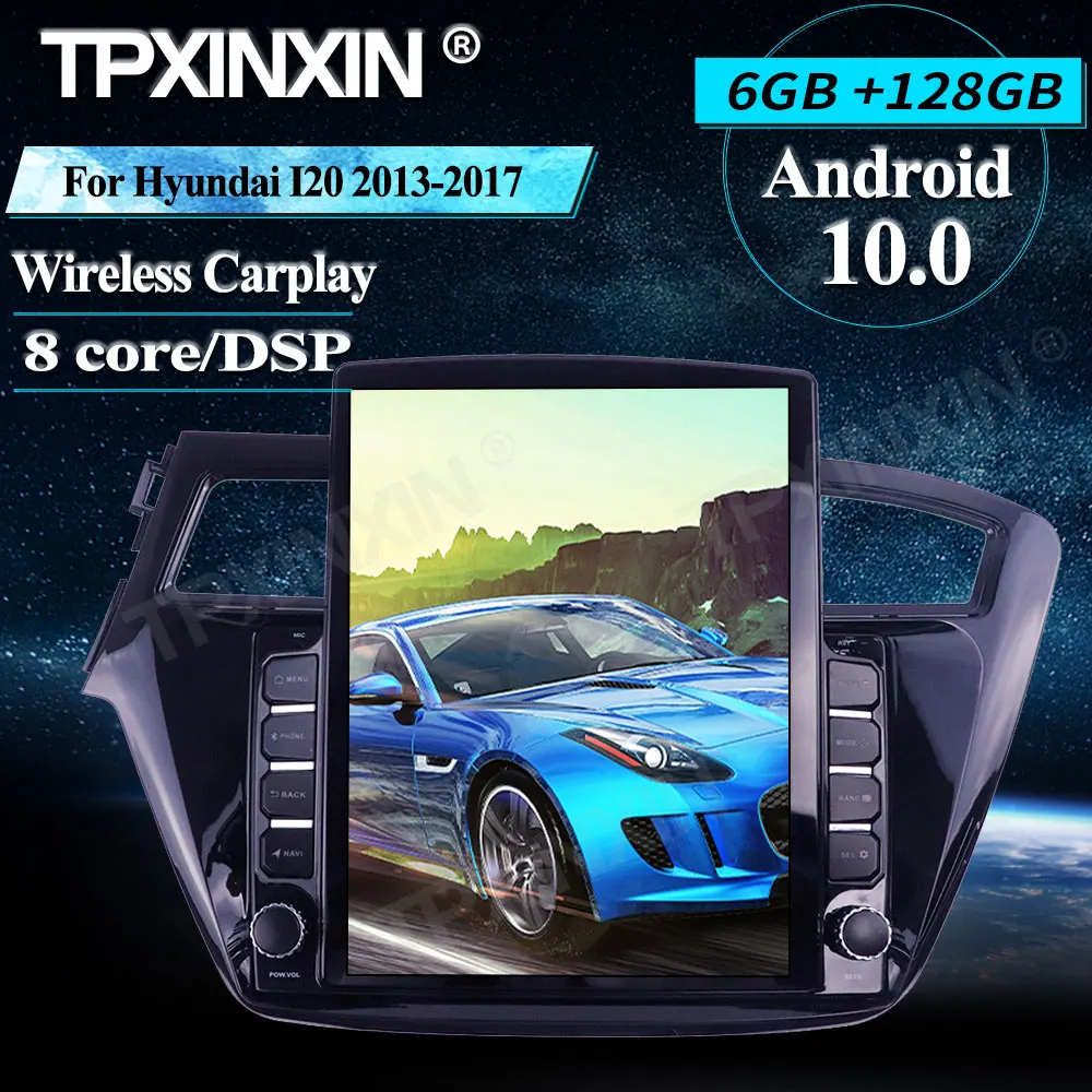 구매 현대 I20 128-2013 LHD 테슬라 스크린 안드로이드 10 자동차 멀티미디어 플레이어 헤드유닛 오디오 라디오 네비게이션 무선 카플레이, 2017G