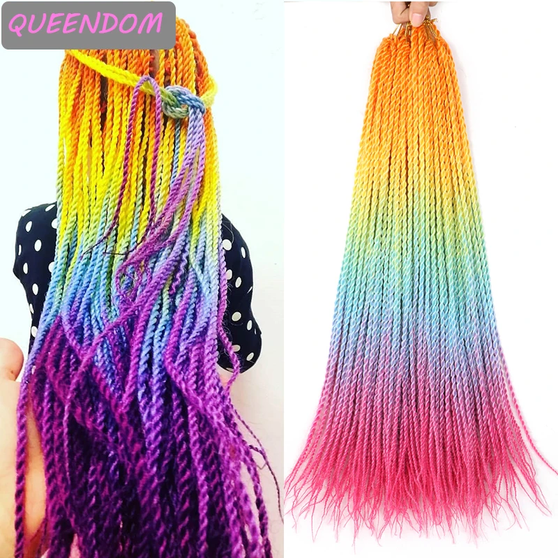 

Ombre Senegalese Twist Hair 24''purple Brown Twists Braids Hair for Women Synthetic Senegal Braiding Hair Extension 20roots/pack