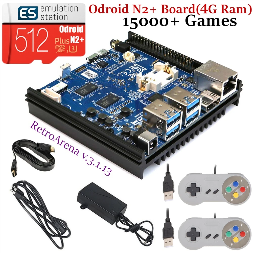 Odroid N2 +(2G Ram) 512G RetroArena/ES полный аркады игровой набор сделай сам штекер & Play 15000 +