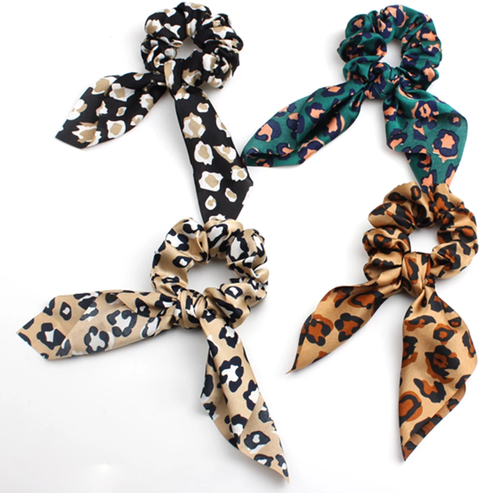 Резинка для волос женская с леопардовым принтом эластичная лента цветочным в