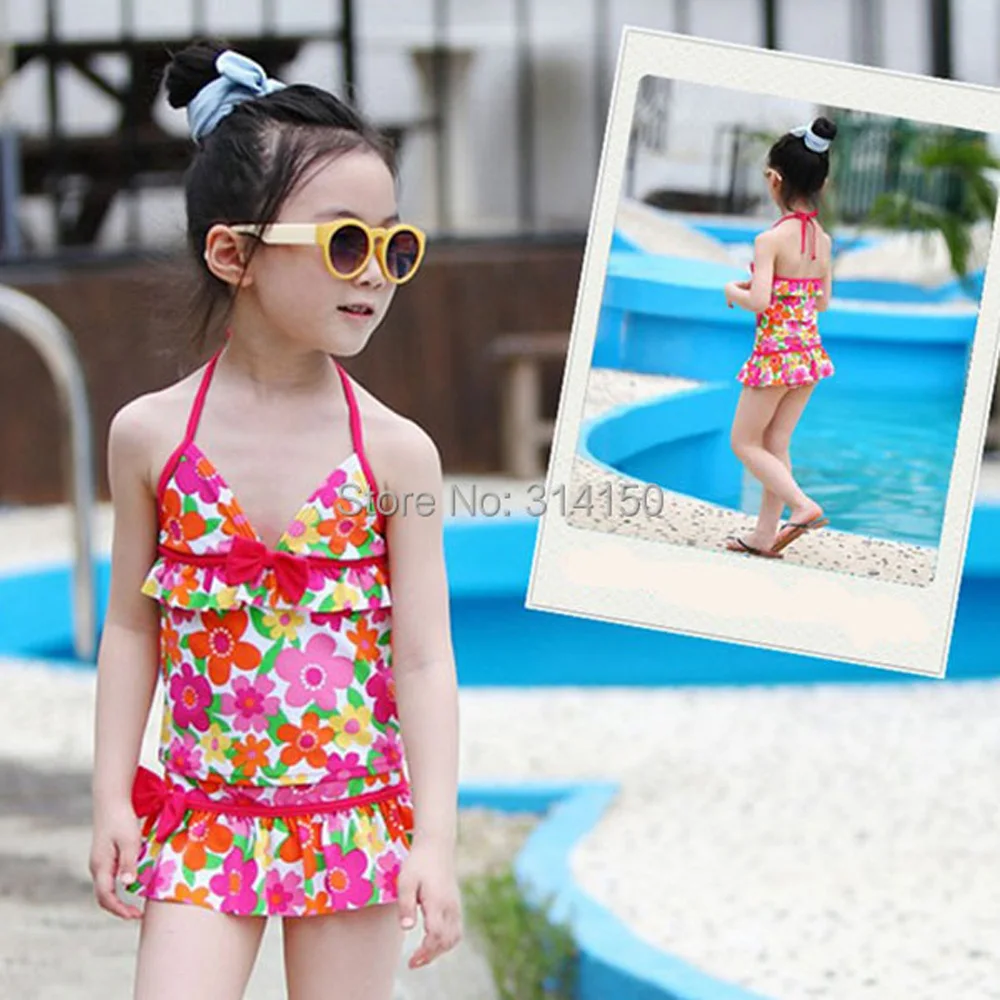 Vivobiniya Toddler baby swimsuits kid girl one-piece swimwear Infant two piece swim lovely Bikini bathing suits Swimming cap | Детская