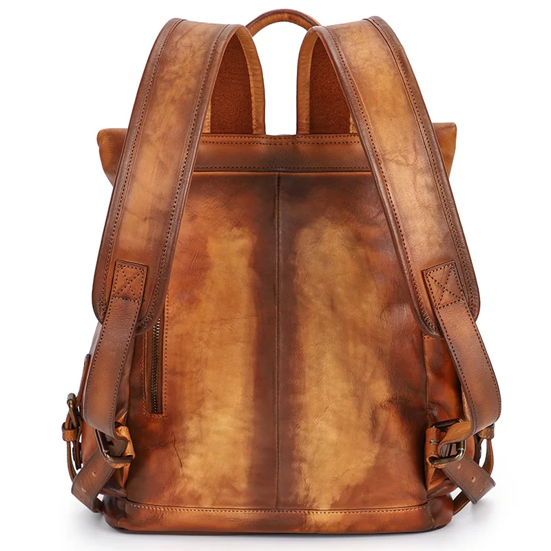 Мужской винтажный рюкзак из воловьей кожи дорожный ручной работы натуральной с