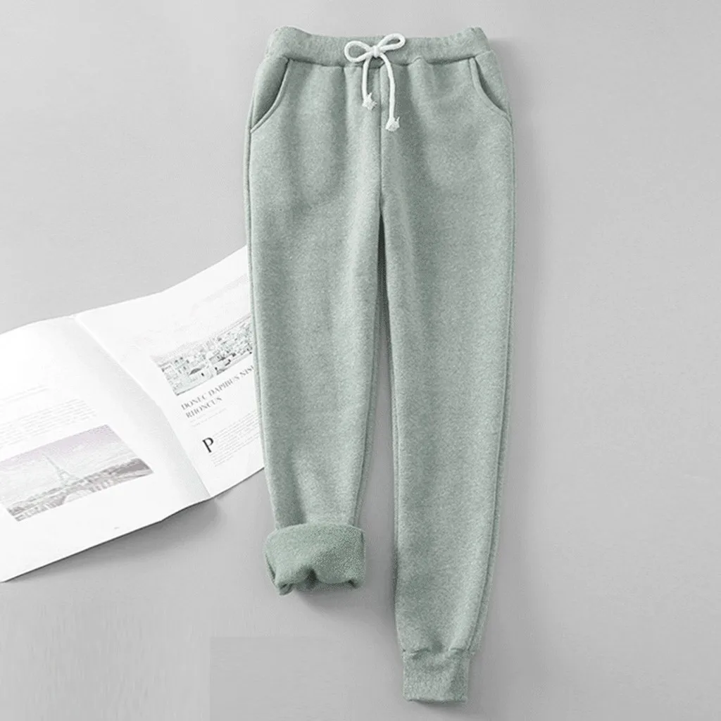

Women's Pants Fashion Winter Solid Color Fleece Large Size Warm Pants Casual Harun Leggings High Quality Women Trousers Pants
